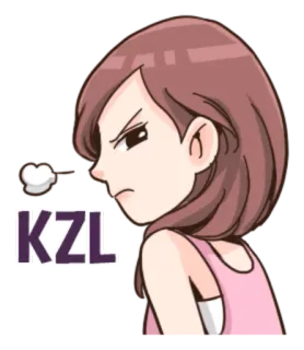 😤 5e5212dd KZL 生气, 女孩, 女人, 恼火, 贴纸 telegram sticker