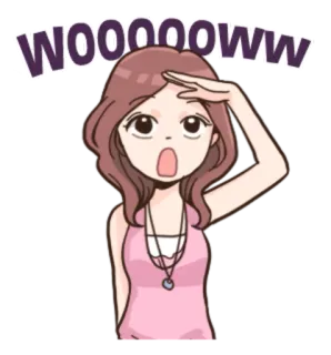 😲 6a0ddb49 WOOOOOOWW 女人, 震惊, 动漫, 女孩, 哇 telegram sticker