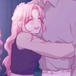 🎡 24aa0548 peluk, anime, kartun, rambut merah muda, kasih sayang, hubungan telegram sticker