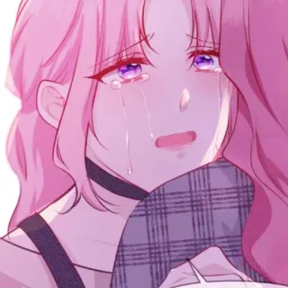 🛍 3c9b636c anime, menangis, sedih, rambut merah muda, wanita, air mata, kesal telegram sticker