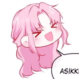 🎡 99f7270f ASIKKI kartun, rambut pink, anime, imut, kawaii, senang telegram sticker