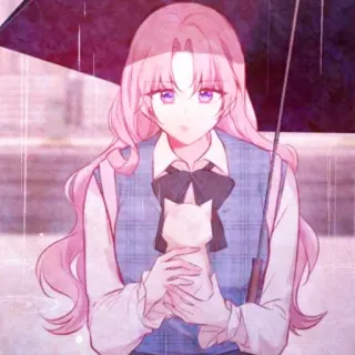 🛍 b0b0e90e anime, gadis, kucing, payung, rambut pink, imut, hujan telegram sticker