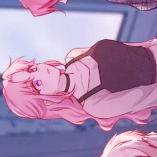 🎡 da739f55 gadis anime, rambut pink, choker, kartun, potret telegram sticker