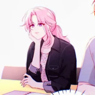 🎟 0c5c33e4 mulher, cabelo rosa, desenho animado, anime, ilustração telegram sticker