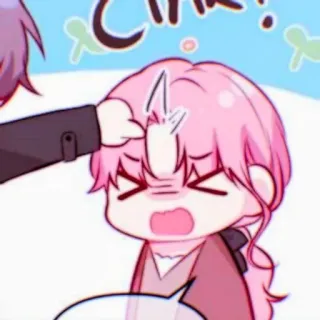 🎟 7b03774e Anime, Chibi, Fofo, Desenho animado, Cabelo rosa, Chateado, Bravo telegram sticker