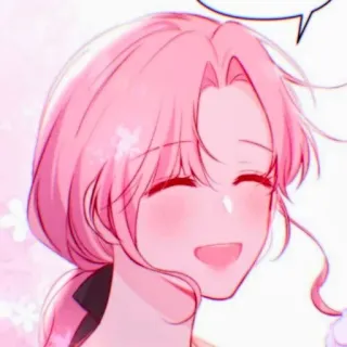 🎟 9835e4b6 anime, cabelo rosa, sorrindo, desenho animado, mulher, retrato telegram sticker