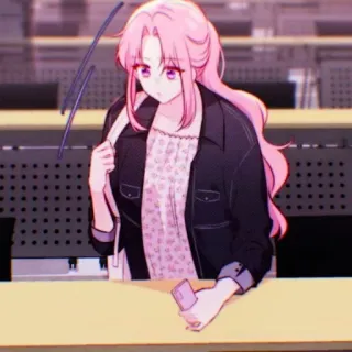 🎟 a3c46a5f garota anime, cabelo rosa, desenho animado, personagem, feminino, mulher telegram sticker