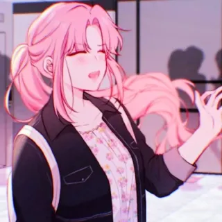 🎟 a943a8a7 anime, garota, cabelo rosa, ilustração, desenho animado, sorrindo telegram sticker