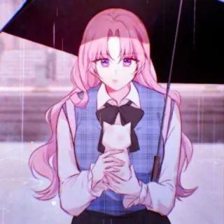 🎟 df60e1c2 garota anime, cabelo rosa, guarda-chuva, fofa, dia chuvoso, anime, desenho animado telegram sticker