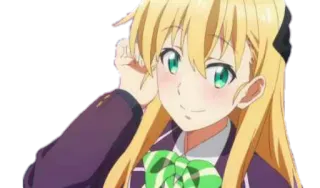 😊 484e80fe Anime, Menina, Cabelo loiro, Olhos verdes, Fofa, Desenho animado, Personagem telegram sticker