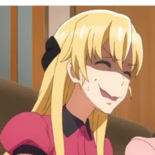 😰 5449cf87 anime, cabelo loiro, desenho animado, sorriso irônico, expressão, garota, personagem telegram sticker