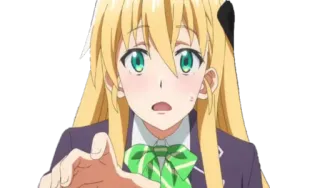 😧 8e029900 Garota anime, Desenho animado, Loira, Olhos verdes, Surpresa, Animação telegram sticker