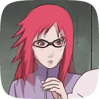 ☀️ 16b64224 Karin Naruto Anime, Mangá, Óculos, cabelo ruivo, Ninja whatsapp sticker