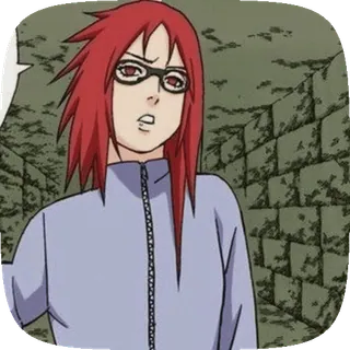 ☀️ 1c11482e Karin Naruto anime, desenho animado, cabelo ruivo, ninja, óculos, Karin whatsapp sticker