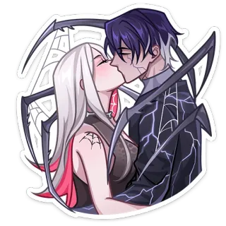 🕷 d5b2c628 baiser, amour, couple, animé, araignée telegram sticker