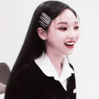 😄 a4b356ff mulher, sorrindo, garota, retrato, coreana, cabelo preto telegram sticker