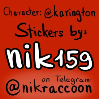 👤 d96398d3 Character: @karington
Stickers by:
nik159
on Telegram:
@nikraccoon telegram, stickers, cartoon, artist, social media whatsapp sticker