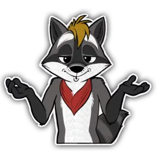 😐 ff4dbee5 raccoon, cartoon, animal, sticker, shrugging, illustration whatsapp sticker