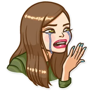 😭 80915e04 wanita, menangis, sedih, air mata, emosi, berambut cokelat, tertekan telegram sticker