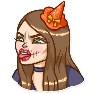 🎃 8133ba09 wanita, halloween, penyihir, kostum, makeup, stiker telegram sticker