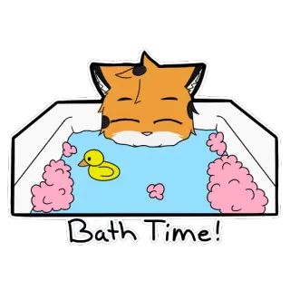 😺 96e860e9 Bath Time! 猫, バスタブ, お風呂, アヒルのおもちゃ, かわいい, 動物, ペット telegram sticker