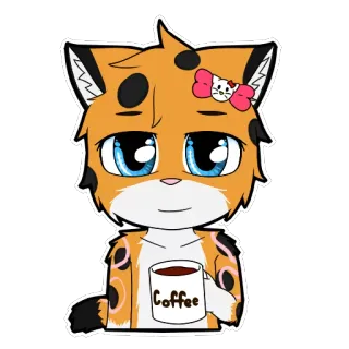 ☕ e85203fa Coffee コーヒー, 猫, かわいい, 可愛い, 動物, 漫画, もふもふ telegram sticker