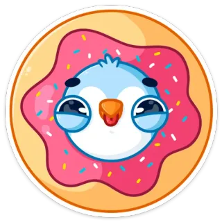 ☺️ 2b5c73bd 귀여운, 도넛, 새, 카와이, 스티커, 만화, 달콤한 telegram sticker