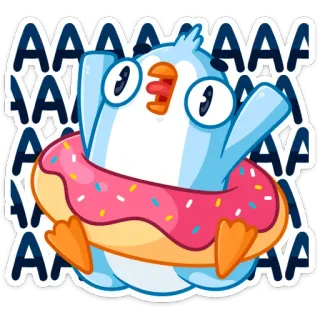 😱 9867c072 AAAAAAA 만화, 비명, 도넛, 펭귄, 귀여운, 놀란, 깜짝, 파란색 telegram sticker