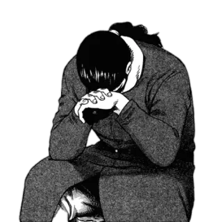 ☹️ 88aaeae5 Anime, Manga, traurig, Depression, sitzen, Person, verärgert telegram sticker