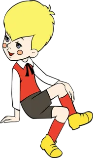 😊 9b490326 Cartoon, Junge, blond, Kind, sitzend, animiert telegram sticker