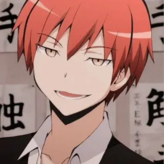 ✨ a942a09c Karma Akabane Assassination Classroom 애니메이션, 만화, 빨간 머리, 웃음, 학생 telegram sticker