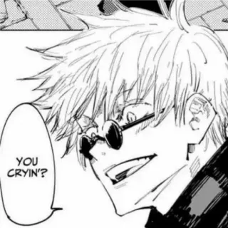 😏 1db1d3f3 Satoru Gojo Jujutsu Kaisen YOU CRYIN'? Anime, Mangá, Gojo, Satoru, Jujutsu Kaisen, Personagem telegram sticker