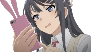 😏 4173097b Mai Sakurajima Rascal Does Not Dream of Bunny Girl Senpai Anime, Coelhinha, Uniforme escolar, Fofa, Garota, Telefone telegram sticker