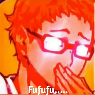 😂 6010064a Fufufu..... anime, óculos, vermelho, fufufu, rindo telegram sticker