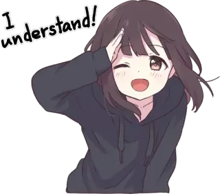 👍 f949dd36 I understand! Anime, Garota, Entender, Fofa, Piscadela, Saudação telegram sticker