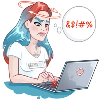 😡 10ad5512 & !$!#% frustration, computer, angry, annoyed, typing, swear words, red, upset telegram sticker