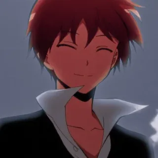 😁 59387161 Karma Akabane Assassination Classroom Anime, Karma Akabane, Assassination Classroom, souriant, cheveux roux telegram sticker