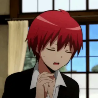 🎈 56bdf457 Karma Akabane Assassination Classroom Anime, Ragazzo, Capelli rossi, Personaggio anime, Uniforme scolastica whatsapp sticker