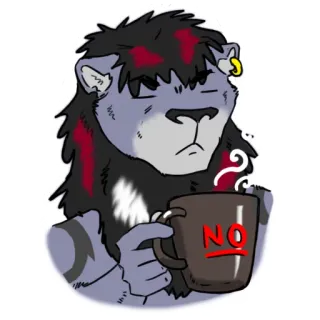😐 487055b7 NO Löwe, Fell, Kaffee, Tasse, Tier, Cartoon, Getränk, Figur telegram sticker