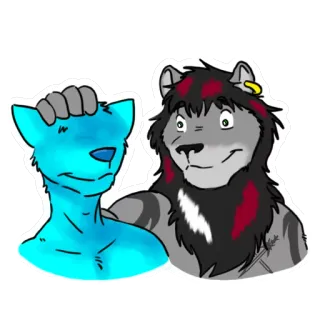 ❕ 55796f50 Fellwesen, Anthropomorph, Tier, Figur, Cartoon, Freundschaft, Illustration telegram sticker