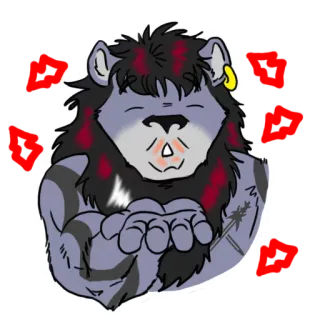 😚 70e70d0d Fellwesen, Löwe, Anthropomorph, Cartoon, Tier, Süß, Küsse telegram sticker