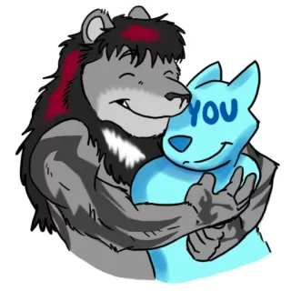 😊 993dfdc8 YOU Furry, Tier, Umarmung, Liebe, Cartoon, Freundschaft telegram sticker