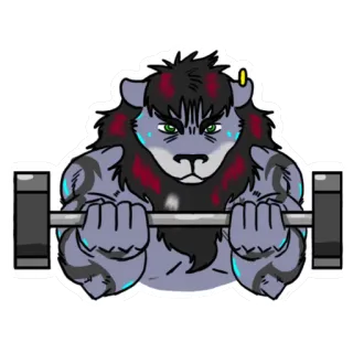😬 a7074dd2 Furry, Anthropomorph, Gewichtheben, Training, Fitness, Cartoon, Löwe telegram sticker