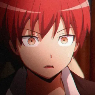 🎭 527aa463 Karma Akabane Assassination Classroom Anime, Kartun, Anak laki-laki, Rambut merah, Terkejut, Khawatir, Manga, Karakter whatsapp sticker