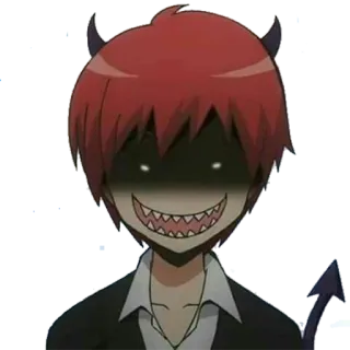 😈 55494fa9 Karma Akabane Assassination Classroom Anime, Demon, Karma Akabane, Assassination Classroom, Grijns telegram sticker