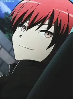 😏 ce8b0b13 Karma Akabane Assassination Classroom anime, cartoon, rood haar, glimlachend, personage telegram sticker
