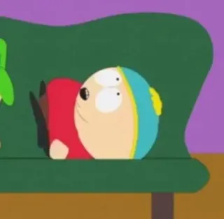 🤨 89dee646 Eric Cartman South Park Eric Cartman, South Park, Kartun, Berbaring, Sofa telegram sticker