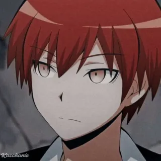 🤧 47bc3dc6 Karma Akabane Assassination Classroom animé, cheveux roux, sérieux, Karma, Assassination Classroom, garçon, ado, animé telegram sticker