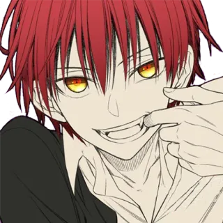 😄 cde528a7 Karma Akabane Assassination Classroom Anime, rote Haare, Reißzähne, Grinsen, Ansatsu Kyoushitsu, Karma, Akabane telegram sticker