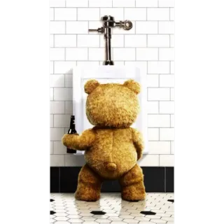 🙄 032d5eeb Ted orsacchiotto, orinatoio, bagno, birra, bere, film, commedia whatsapp sticker